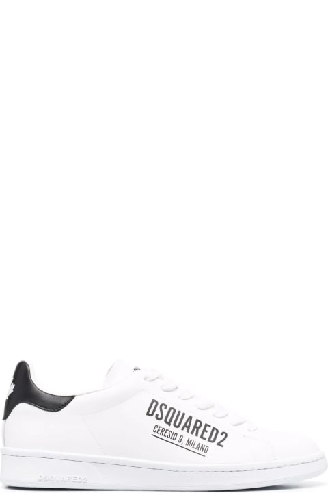 Fashion for Men Dsquared2 White Calf Leather Sneakers