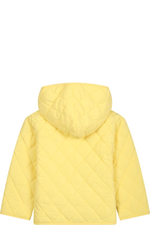Sale for Baby Boys Moschino Yellow Down Jacket For Babies With Teddy Bear And Logo