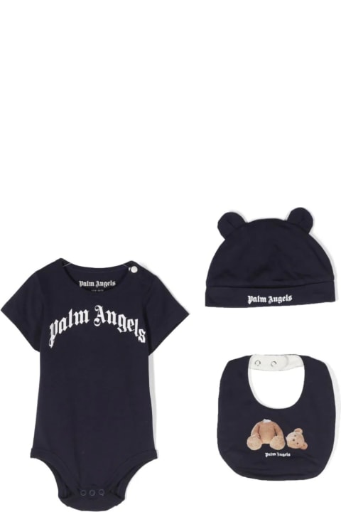 Palm Angels Bodysuits & Sets for Baby Boys Palm Angels Blue Gift Box With Logo And Teddy Bear