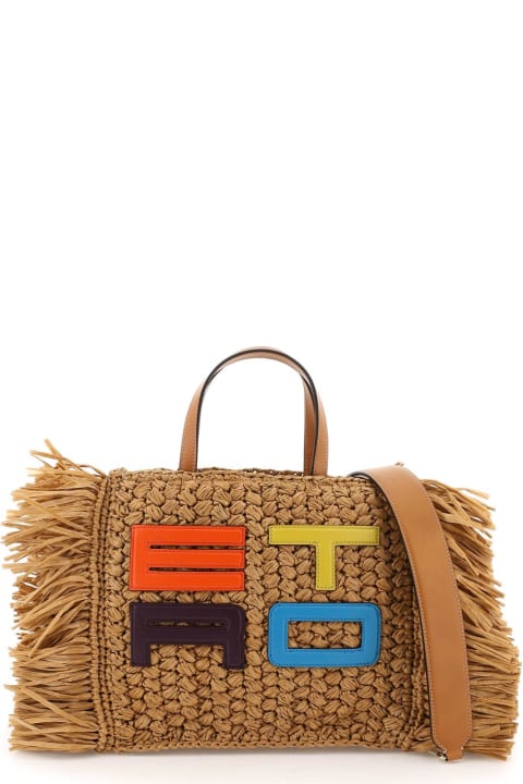 Homeware Etro Fringed Raffia Tote Bag