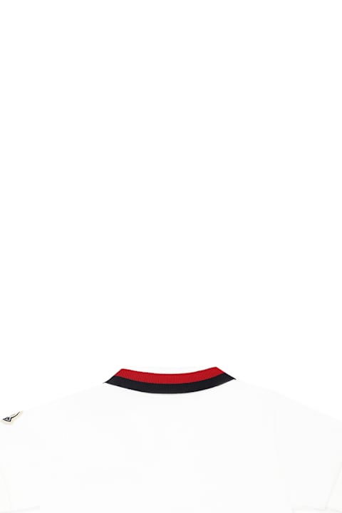 أدوات منزلية Moncler White Polo Shirt For Baby Boy With Logo