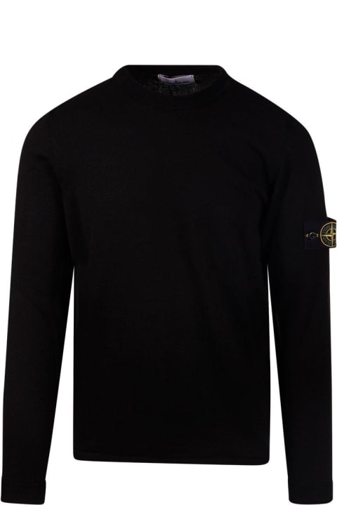 Sweaters for Men Stone Island Compass Patch Crewneck Knitted Jumper