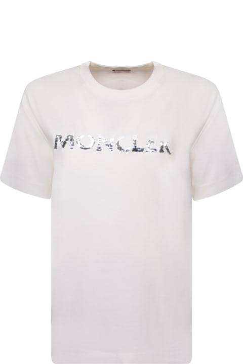 Moncler Clothing for Women Moncler Logo Short Sleeves White T-shirt