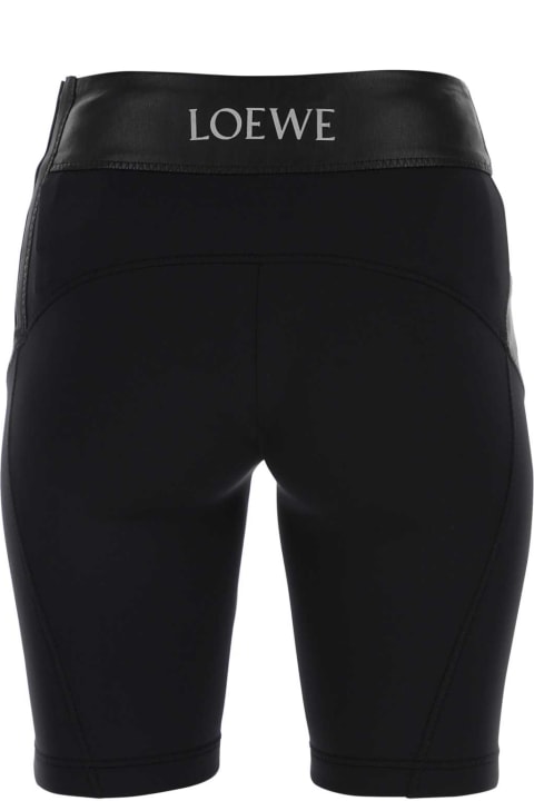 Loewe for Women Loewe Black Leather And Fabric Leggings