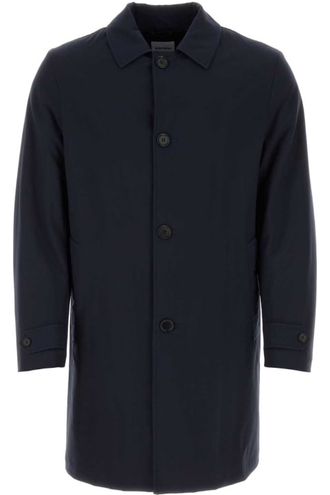 Aspesi Coats & Jackets for Men Aspesi Midnight Blue Stretch Wool Blend Coat