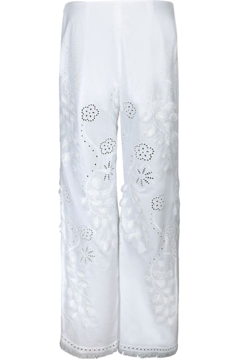 Alberta Ferretti سراويل طويلة وقصيرة لـ السيدات Alberta Ferretti White Sangallo Trousers