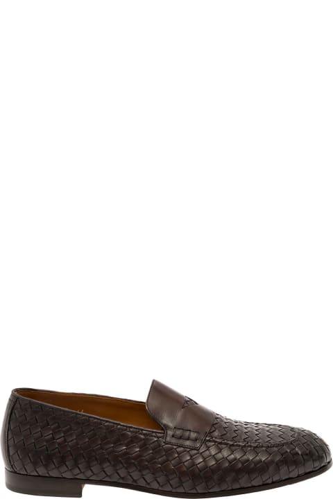 Loafers & Boat Shoes for Men Doucal's Brown Pull On Loafers In Woven Leather Man