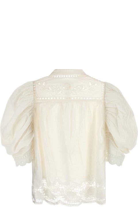 Farm Rio Clothing for Women Farm Rio White Linen Blend Blouse