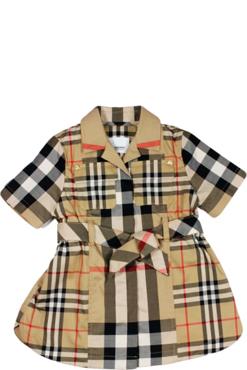 Burberry for Baby Girls Burberry Short-sleeved Cotton Dress With Tartan Check Pattern And Button Closure On The Front