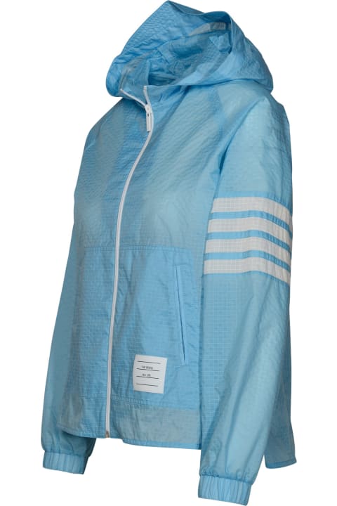 Thom Browne Coats & Jackets for Women Thom Browne K-way '4bar' In Light Blue Polyamide