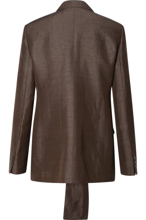 ウィメンズ MSGMのコート＆ジャケット MSGM Blazer In Brown Linen Blend