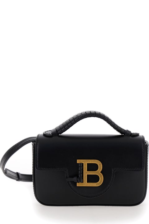 Sale for Women Balmain 'b-buzz Mini' Black Crossbody Bag With B Clasp In Smooth Leather Woman