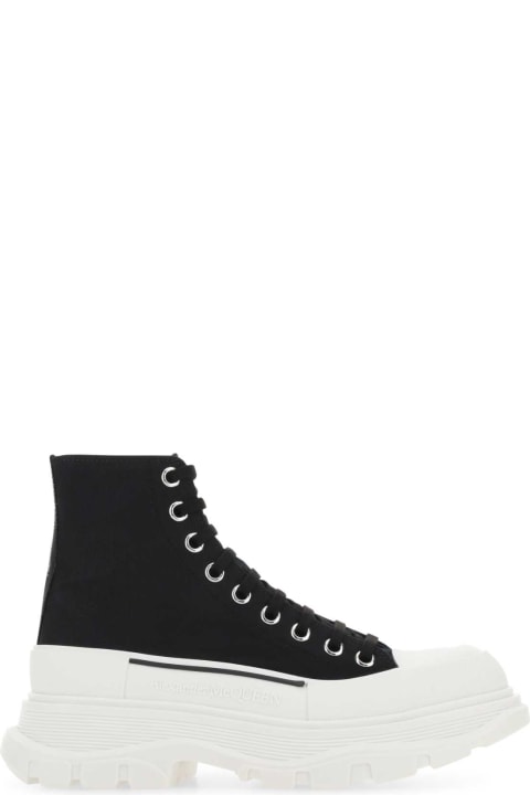 Shoes Sale for Women Alexander McQueen Black Canvas Tread Slick Sneakers