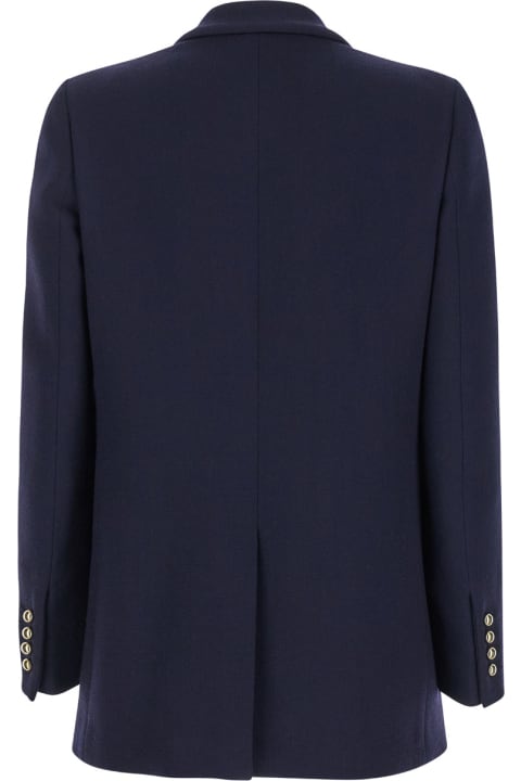 Blazé Milano Coats & Jackets for Women Blazé Milano 'resolute' Navy Blue Double-breasted Jacket With Peak Revers In Wool Woman