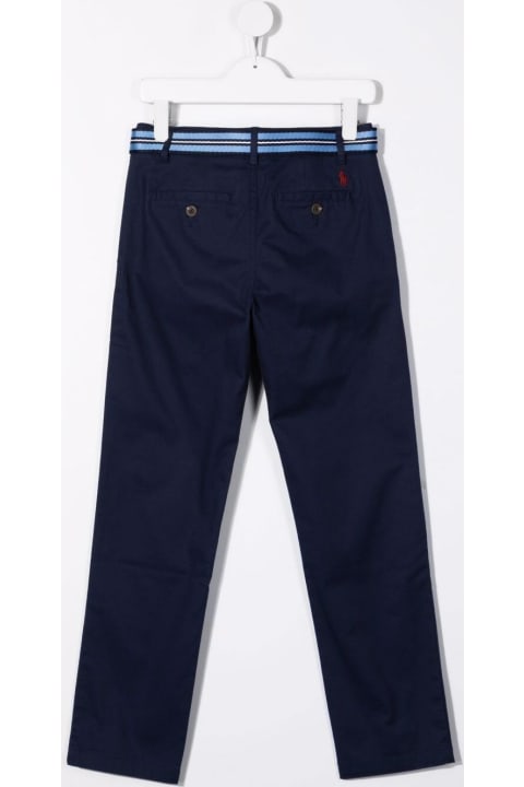 Bottoms for Boys Ralph Lauren Polo Ralph Lauren Kids Boy's Blue Cotton Trousers With Belt