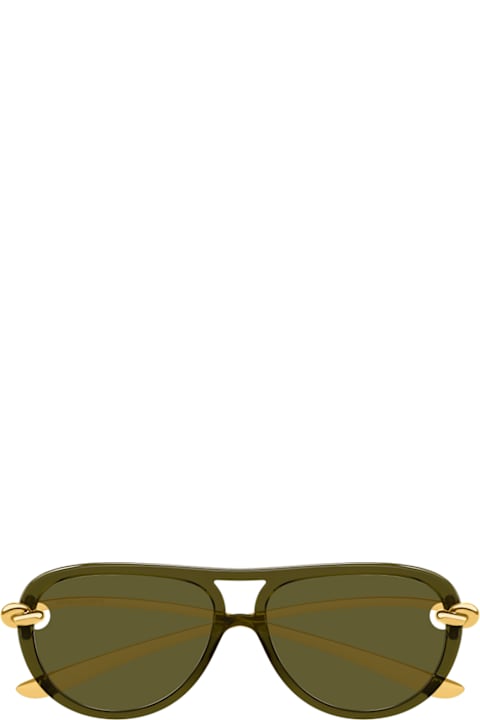 Bottega Veneta Eyewear for Kids Bottega Veneta Eyewear Bottega Veneta Bv1418s Signature Icons 003 Gold Green Sunglasses