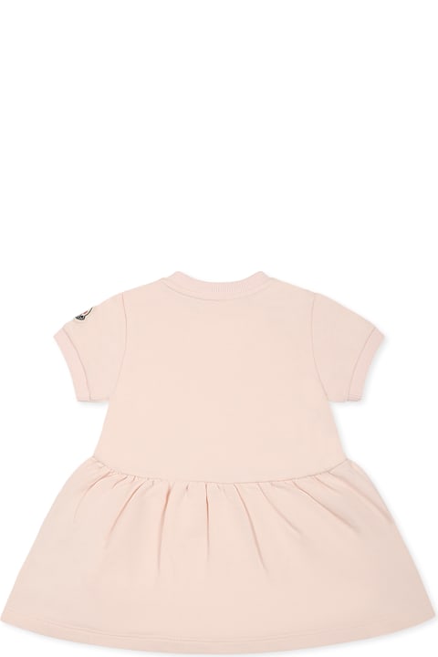 Homeware Moncler Pink Dress For Baby Girl With Bear Print