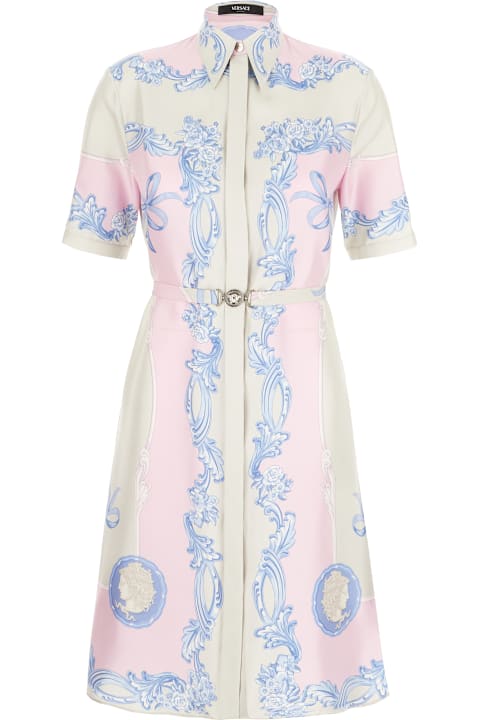 Versace Dresses for Women Versace Printed Silk Shirt Dress