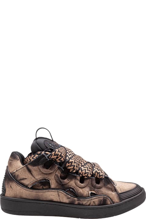 Homeware Lanvin Curb Sneakers In Washed Denim Color Black And Brown