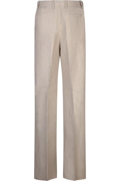Ferragamo Pants & Shorts for Women Ferragamo Beige Linen Viscose Trousers