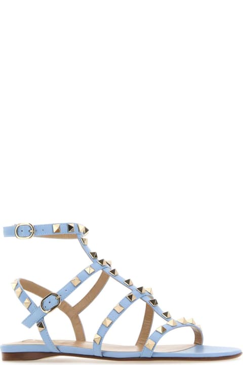 Sandals for Women Valentino Garavani Light Blue Leather Rockstud Sandals