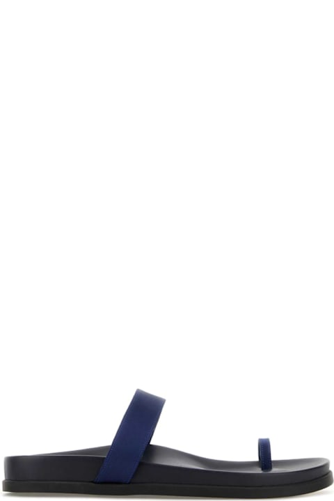 Ancient Greek Sandals for Men Ancient Greek Sandals Dark Blue Satin Thalia Thong Slippers