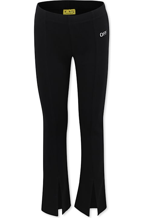 Off-White Bottoms for Girls Off-White Black Leggings For Girl With Logo