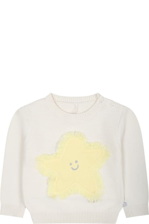 Topwear for Baby Girls Stella McCartney Kids Ivory Sweater For Kids With Embroidered Star