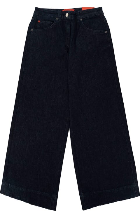 Max&Co. Bottoms for Girls Max&Co. Blue Five-pocket Jeans With Logo Patch In Stretch Cotton Denim Girl