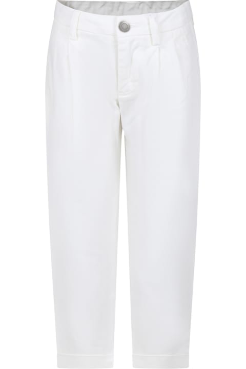 Dondup for Kids Dondup White Trousers For Boy With Logo