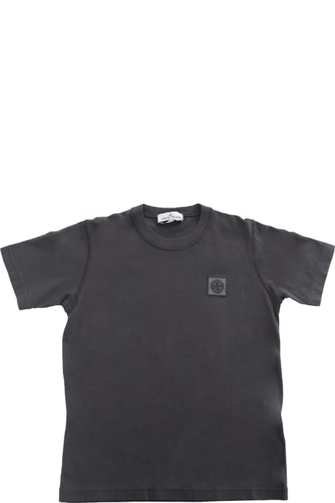 Sale for Boys Stone Island Junior Black T-shirt With Logo