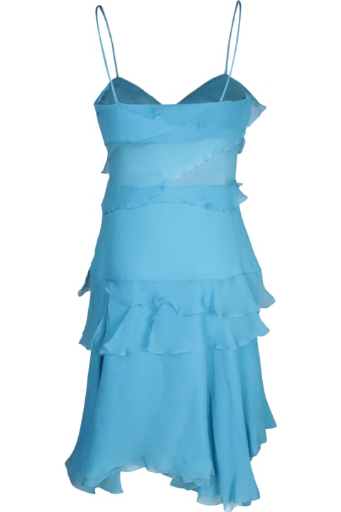 Ermanno Scervino for Women Ermanno Scervino Blue Silk Mini Dress With Ruffles