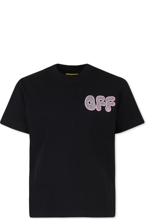 Off-White T-Shirts & Polo Shirts for Girls Off-White Black T-shirt For Girl With Logo