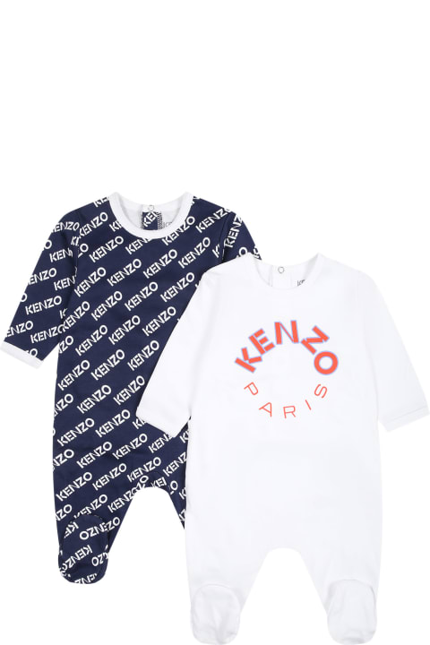 Kenzo Kids Clothing for Baby Girls Kenzo Kids Multicolor Babygrows Set For Baby Boy With Logo