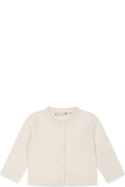 Bonpoint Sweaters & Sweatshirts for Baby Girls Bonpoint Ivory Cardigan For Baby Girl With Cherries
