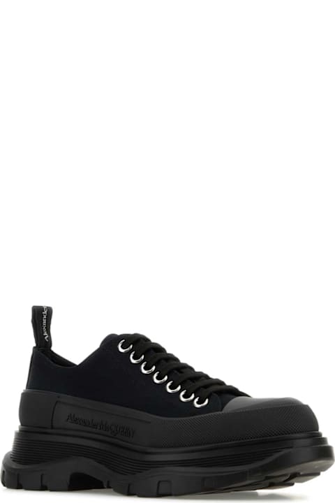 Alexander McQueen Black Canvas Tread Slick Sneakers
