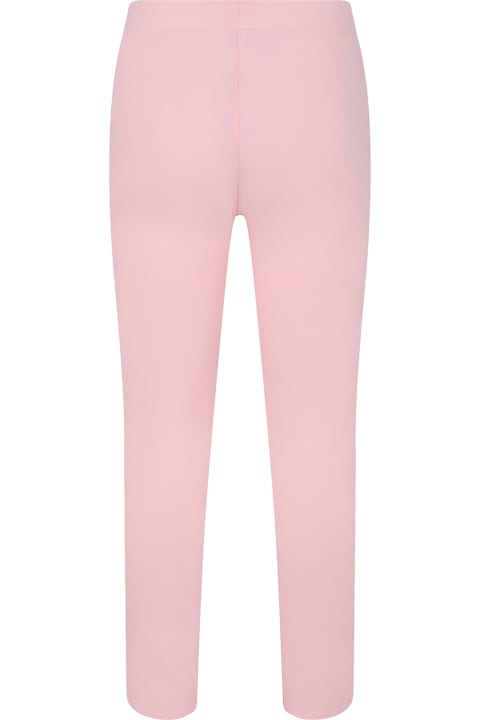Moschino Kids Moschino Pink Leggings For Girl With Teddy Bear And Logo