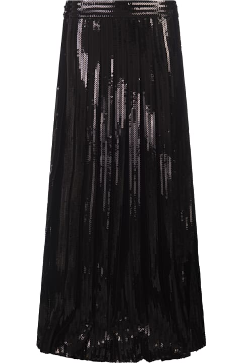 Parosh تنورات لـ السيدات Parosh Black Godot Sequined Long Skirt