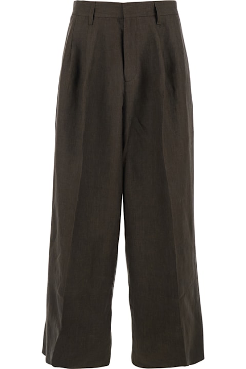 ERL for Kids ERL Brown Pants With Two Side Pockets In Linen Man