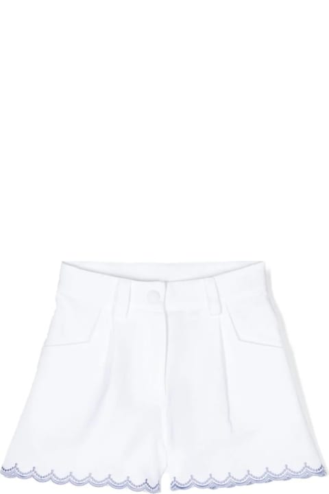 Fashion for Girls Etro White Shorts With Blue Logo Embroidery