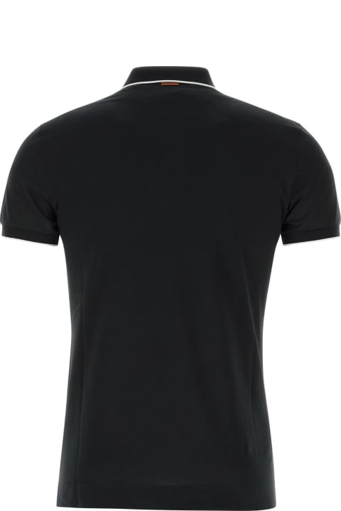 Homeware Zegna Black Stretch Piquet Polo Shirt