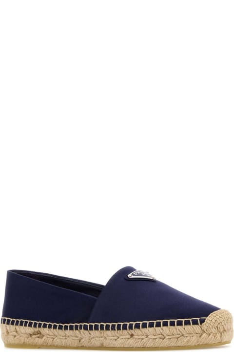 Wedges for Women Prada Dark Blue Satin Espadrilles