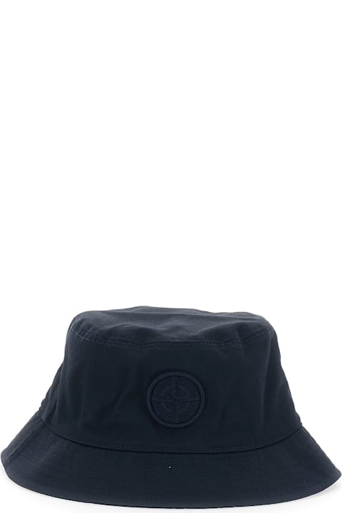 Stone Island Junior Accessories & Gifts for Boys Stone Island Junior Blue Bucket Hat With Logo Patch On The Front In Cotton Boy