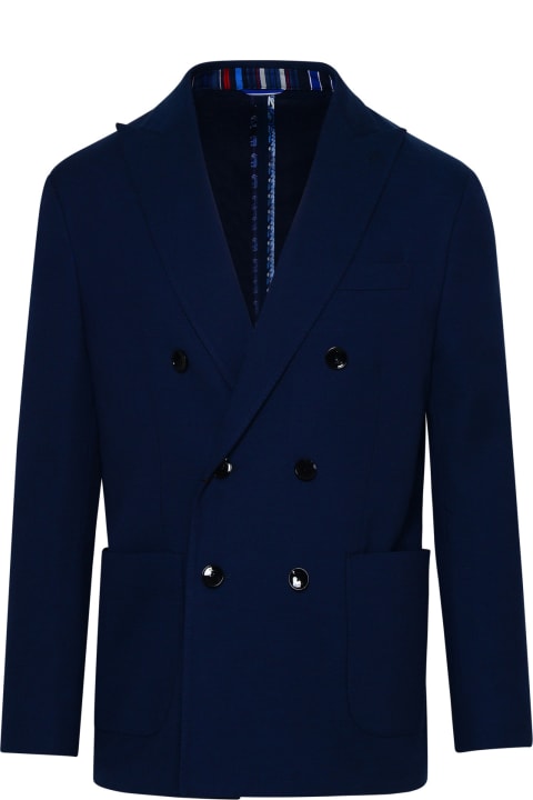 Etro for Men Etro Blue Cotton Blend Blazer Jacket