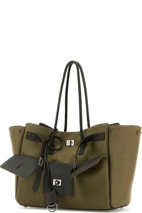 Balenciaga حقائب توتي لـ السيدات Balenciaga Army Green Canvas Medium Carry All Bel Air Handbag