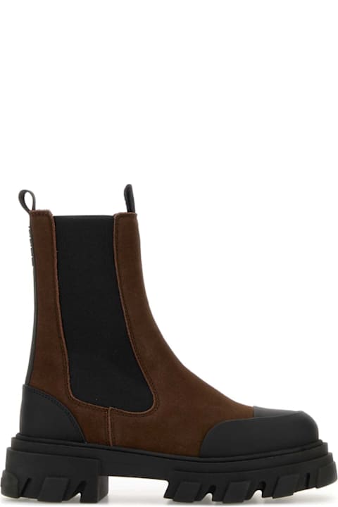 Ganni Two-tone Suede Boots