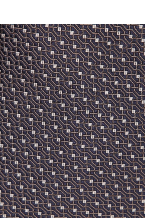 Canali for Men Canali Brown And Blue Geometric Tie