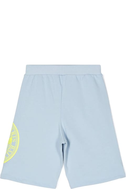Fashion for Men Balmain Light Blue Sports Bermuda Shorts With Rubberized Logo