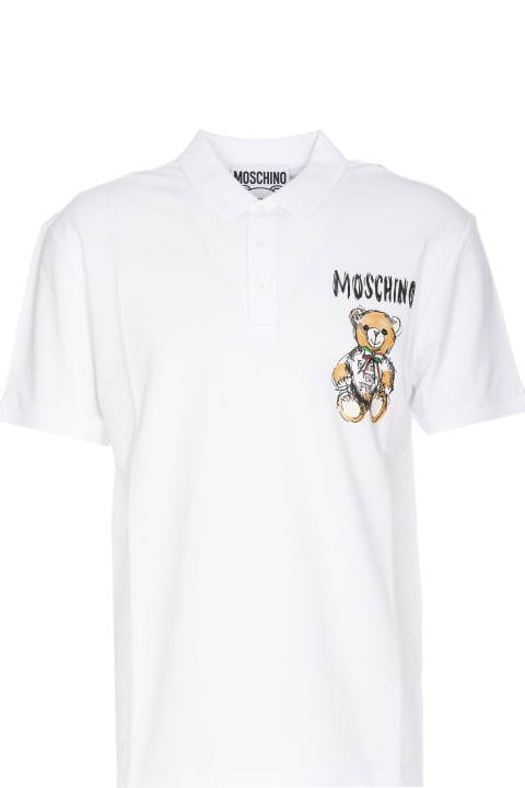 Moschino Topwear for Men Moschino Drawn Teddy Bear Polo Shirt