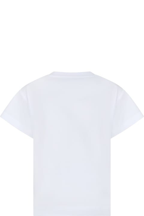 ガールズ Chiara FerragniのTシャツ＆ポロシャツ Chiara Ferragni White T-shirt For Girl With Flirting Eyes And Heart
